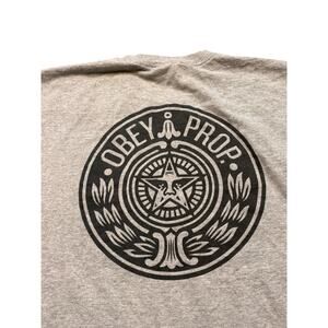 Obey Heather Gray Propaganda Logo Short Sleeve Graphic Print Men’s Size Medium